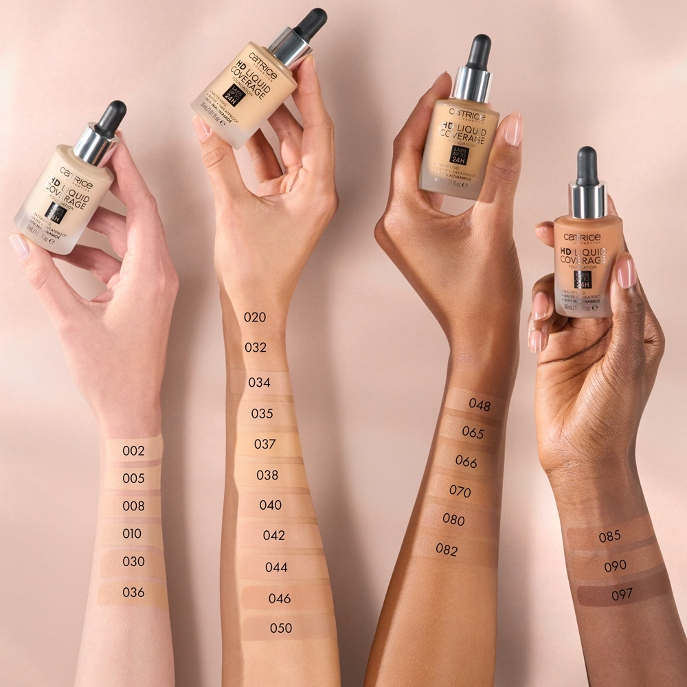 Catrice HD Liquid Coverage Foundation - Жидкая водостойкая тональная основа с матовым финишем, 30 ml