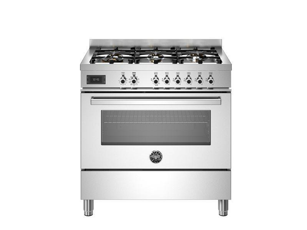 Варочный центр Bertazzoni, 6 газовых конфорок и многофункциональный электрический шкаф, 90 см Белый глянец