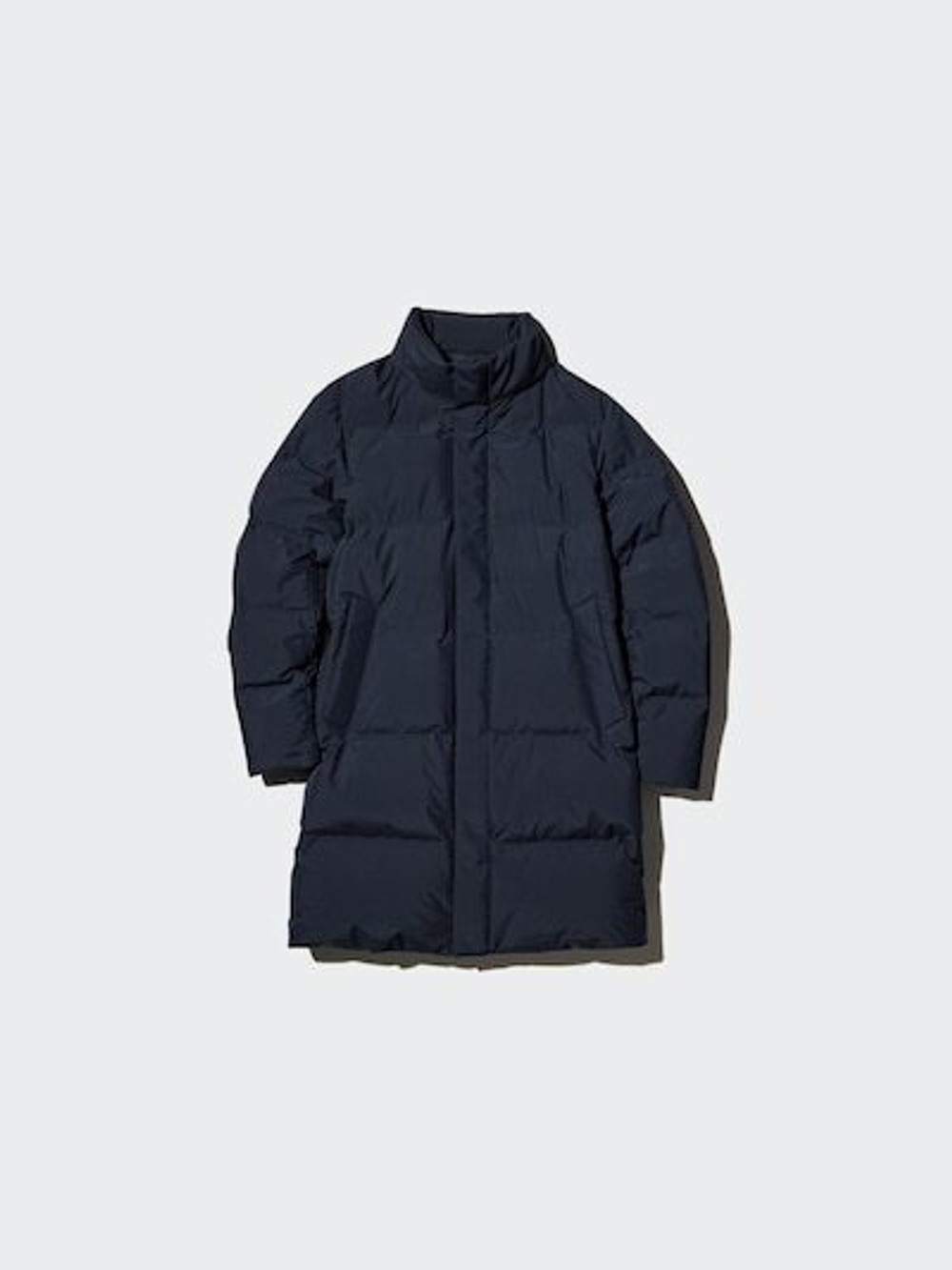 UNIQLO Бесшовный удлиненный пуховик, темно-синий