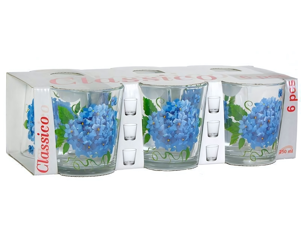 Набор стаканов "Гортензия" 6шт 250мл (низкие)