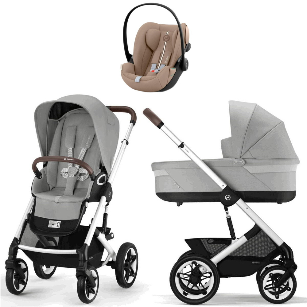 Коляска Cybex Talos S Lux SLV complete Cloud G Almond Beige Plus 3 в 1 Stone Grey с дождевиками