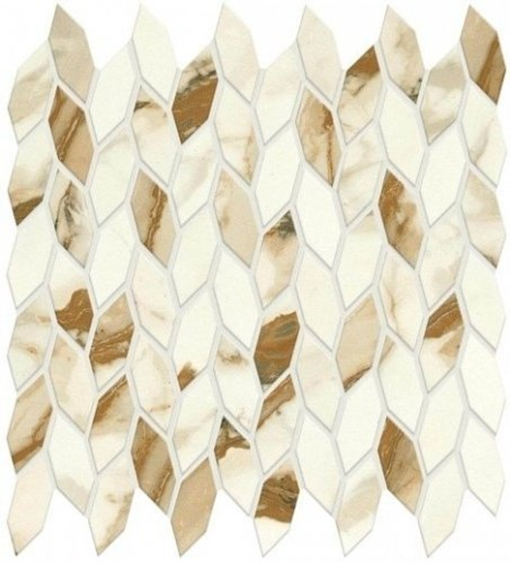 Мозаика ATLAS CONCORDE MARVEL SHINE Calacatta Imperiale Mosaico Twist Silk 30,5x30,5 A4WR