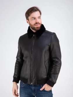 Дубленка мужская натуральная зимняя овчина бомбер Турция