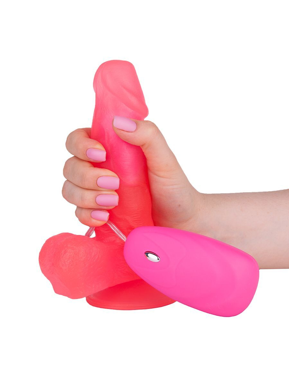 Розовый гелевый вибратор на присоске - 19,5 см. (Цвет: розовый)