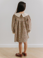 Платье с воротником в цветочек, Бежевый