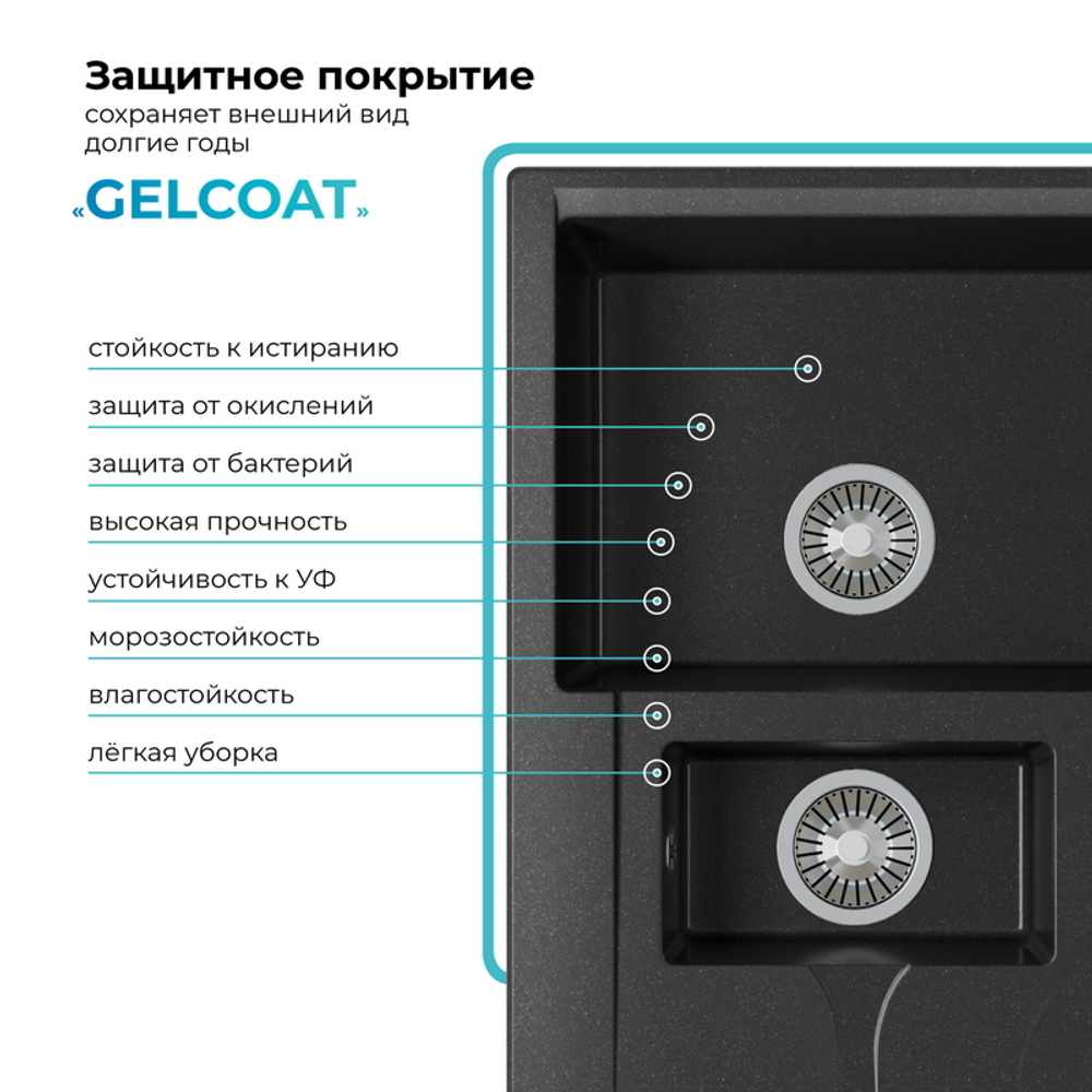 Мойка POLYGRAN BRIG-770 черный №16