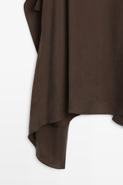 Massimo Dutti Мини-платье на бретелях с оборками, коричневый