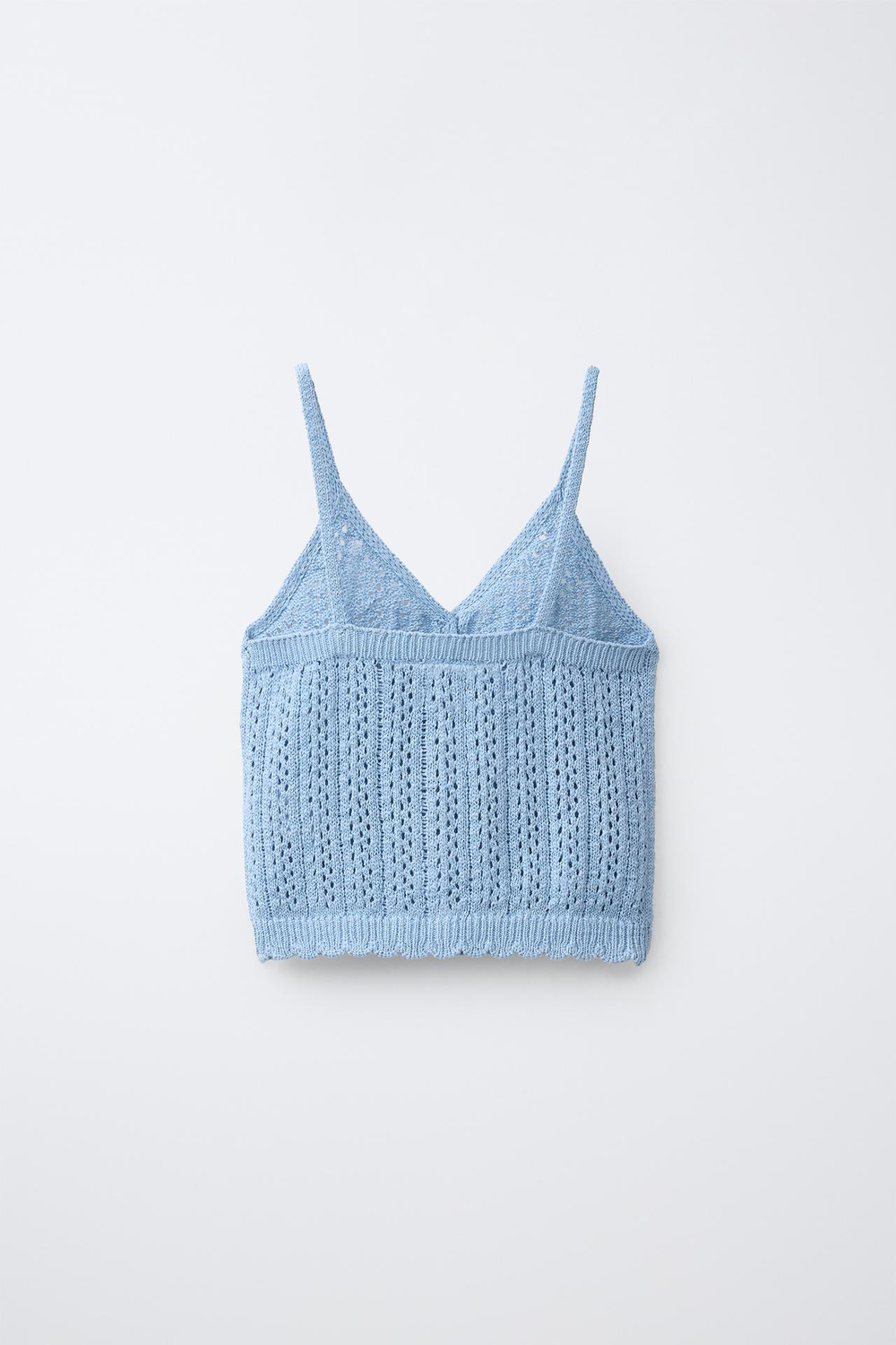 ZARA ТОП С ВЫШИВКОЙ РИШЕЛЬЕ, НЕБЕСНО-ГОЛУБОЙ