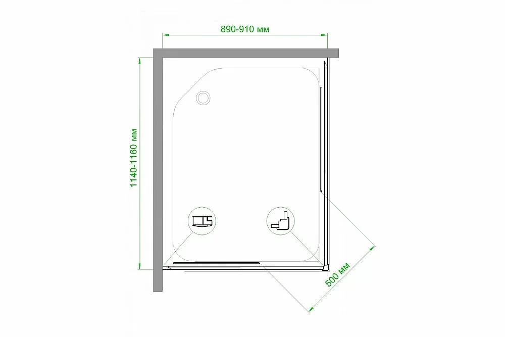 Душевой уголок Royal Bath RB11590HPD-C-BL 90х115 матовый
