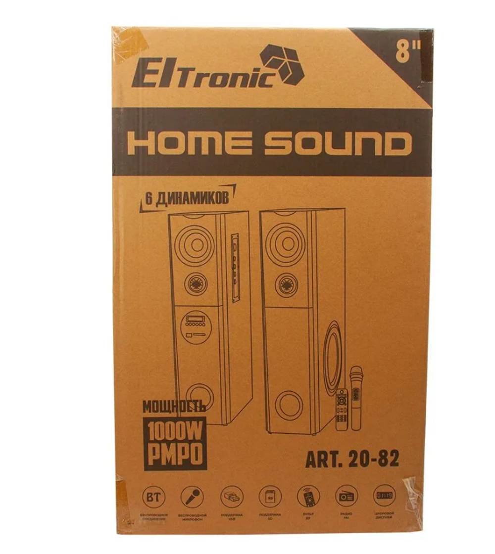Колонка 08" (20-82 HOME SOUND) динамик 6шт/2х8"; 2х4"; 2х1.5" комплект 2 колонки ELTRONIC (черная)