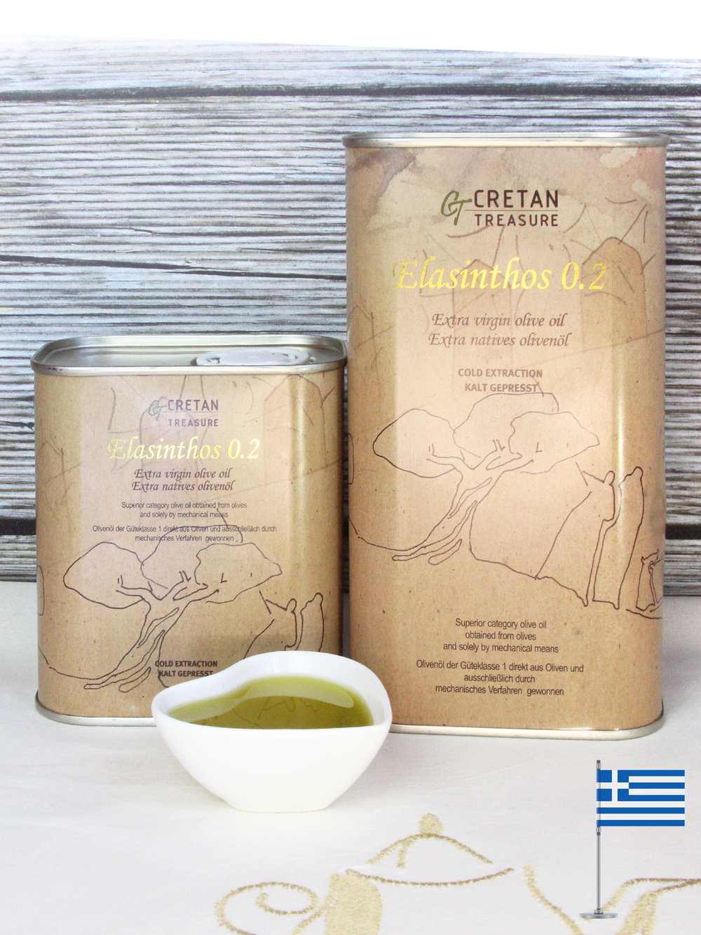 Масло оливковое нерафинированное Extra Virgin Cretan Treasure Elasinthos 0,5 л., 0,2%, банка