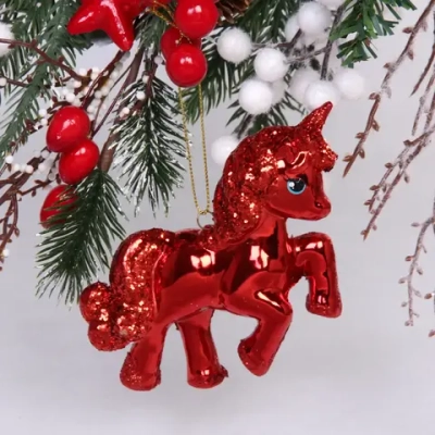 Ёлочная игрушка «Сказочный единорог» 9*3*10 см, красный