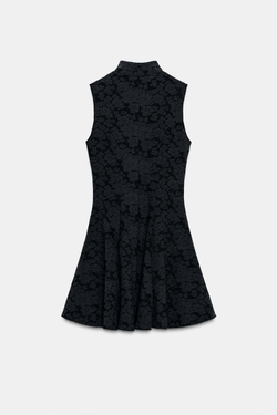 ZARA КОРОТКОЕ ЖАККАРДОВОЕ ПЛАТЬЕ, ЧЕРНЫЙ
