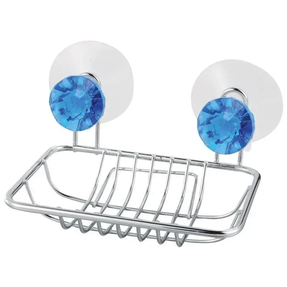 Мыльница подвесная прямоугольная W2791 Бриллиант, синий (крепление: 2 присоски)