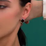 Серьги Ромб с вишневым янтарем