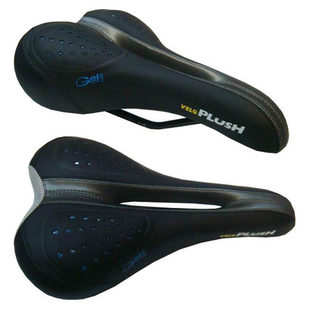 Седло Velo VL-3125 черно-серое с перфорированными подушечками, с логотипом "ERGO" и "GEL"