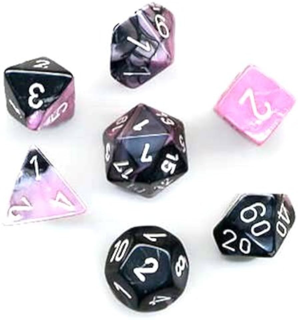 Chessex 7-dice set Gemini Black-Pink/White