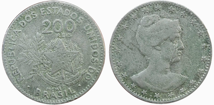 Бразилия 200 реалов, 1901 Свобода F