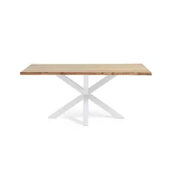 Argo Стол с дубовым шпоном натурального цвета и стальными ножками с белой отделкой 160 x 90 см