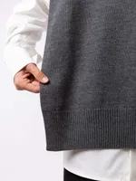 Пончо Dryg вязаное из мериноса серое