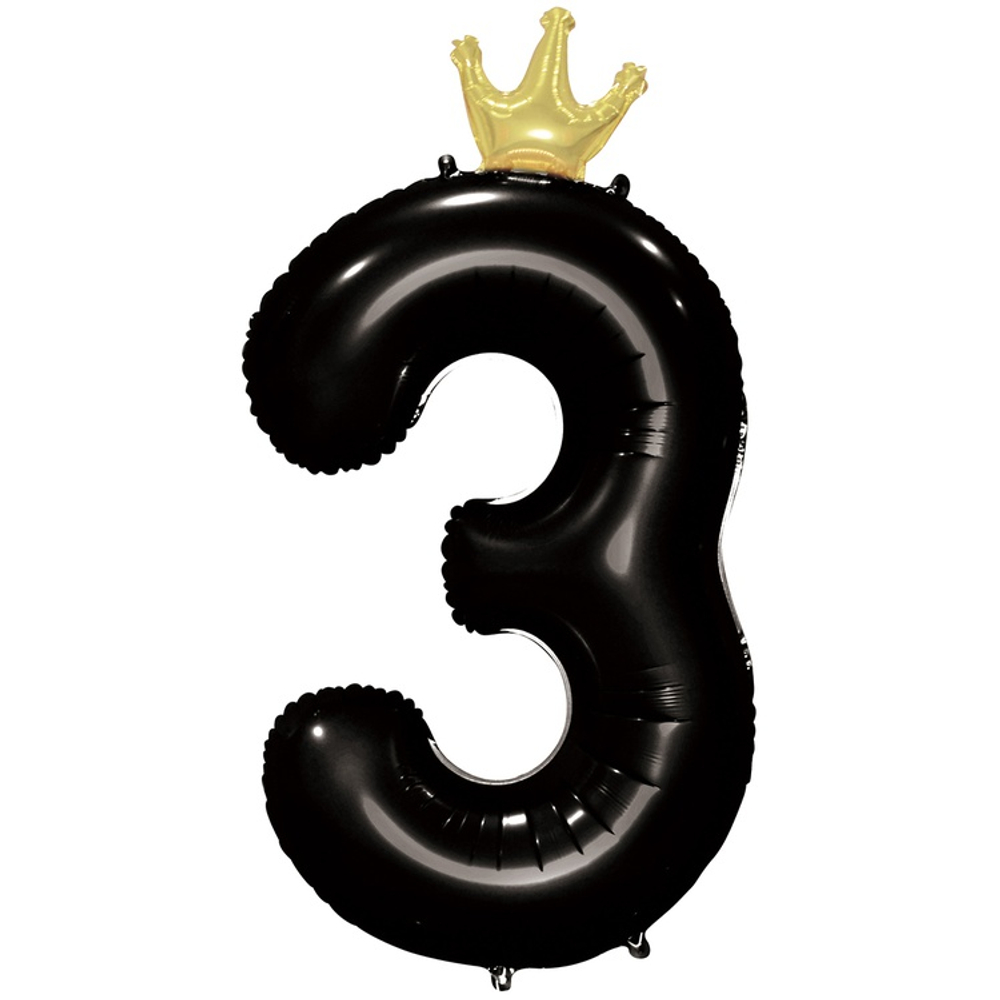 Шар фольгированный Цифра 3 115 см (Черный)