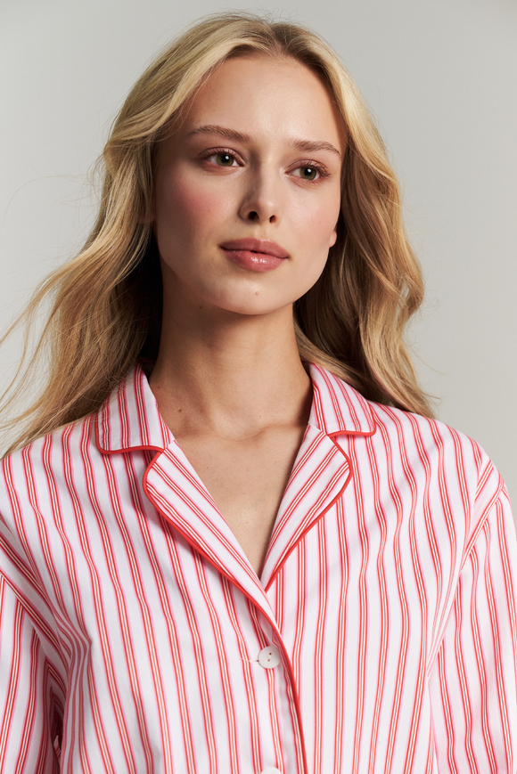 Рубашка с кантом из сатина в полоску