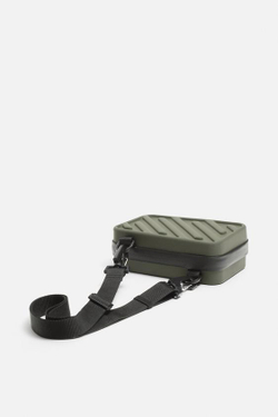 ZARA ЖЕСТКАЯ СУМКА С РЕМНЕМ ЧЕРЕЗ ПЛЕЧО, ЗЕЛЕНЫЙ ХАКИ