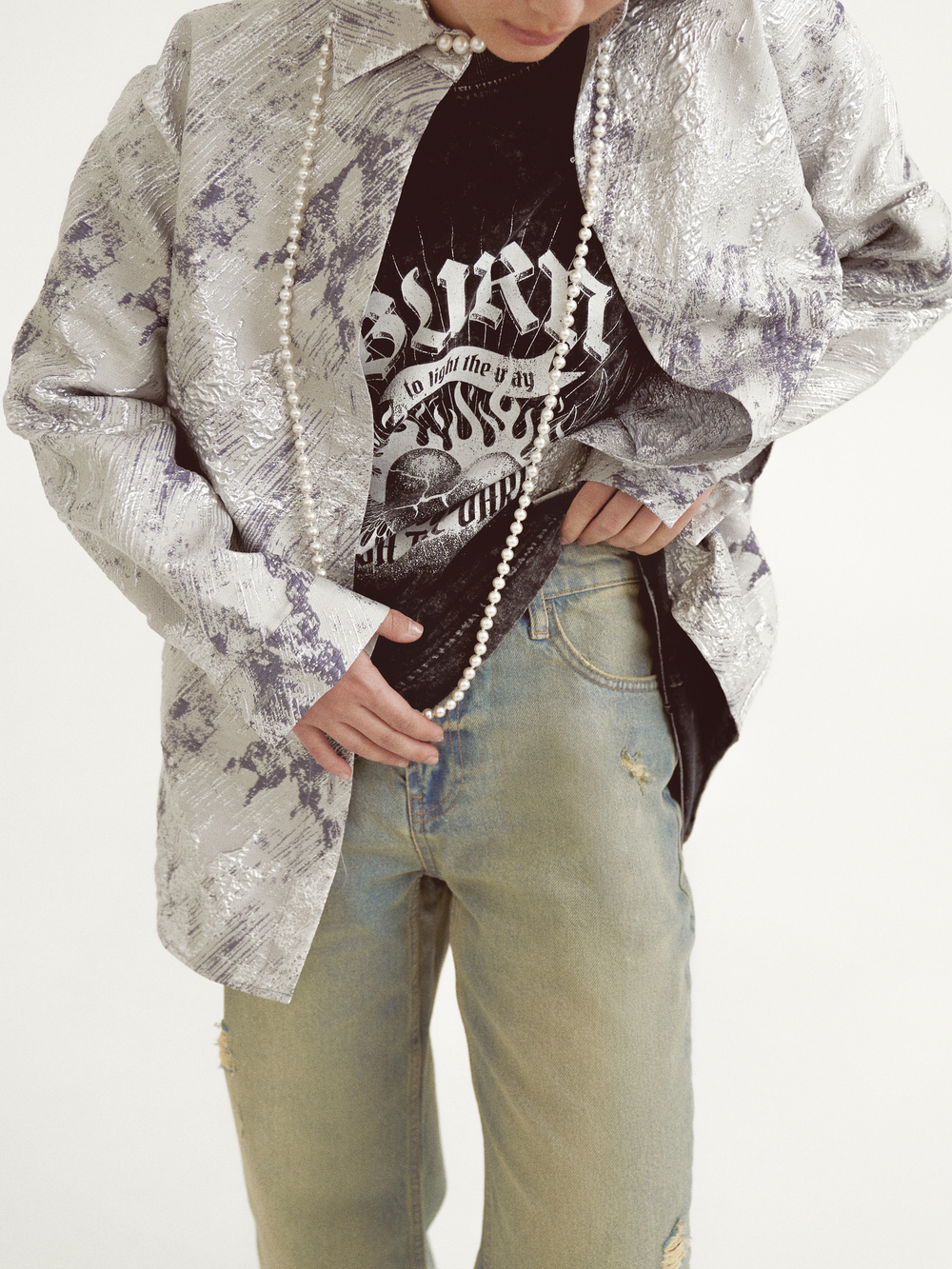 Silver rain long sleeved shirt