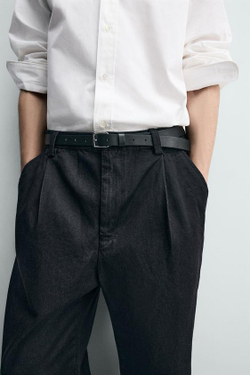 ZARA ДЖИНСОВЫЕ БРЮКИ ЧИНОС СО СКЛАДКАМИ, ИНДИГО