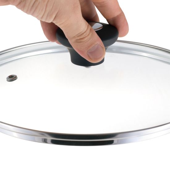 Крышка стеклянная 22 см. универсальная Kamille КМ 0813 с металлическим ободком