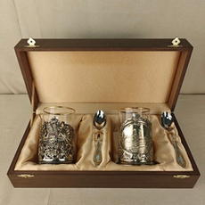 Чайный набор №2 на 2 персоны "Москва+Гербовый" в футляре