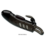 Черная стимулирующая вибронасадка с клиторальным зайчиком Sloane - 18,7 см.