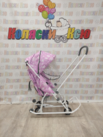Санки-коляски Ника Наши Детки 3-1К сиреневый со снежинками