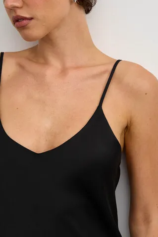 Платье из атласа со вставкой из сетки черного цвета