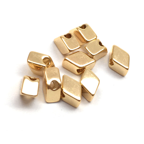 Бусины зеркальные "Ромб" 7х5 мм, позолота