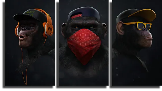 Модульная картина "Современные обезьяны"