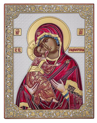 Владимиская БМ, икона прямоугольная без рамки, белое дерево, эмаль 175х225