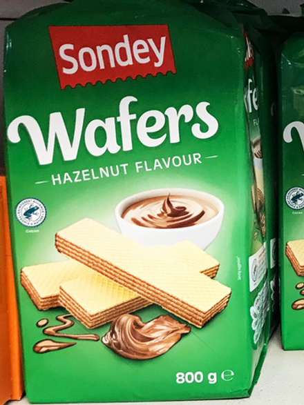 Неаполитанские вафли Sondey "Wafers" 800 г, с лесным орехом, от LIDL