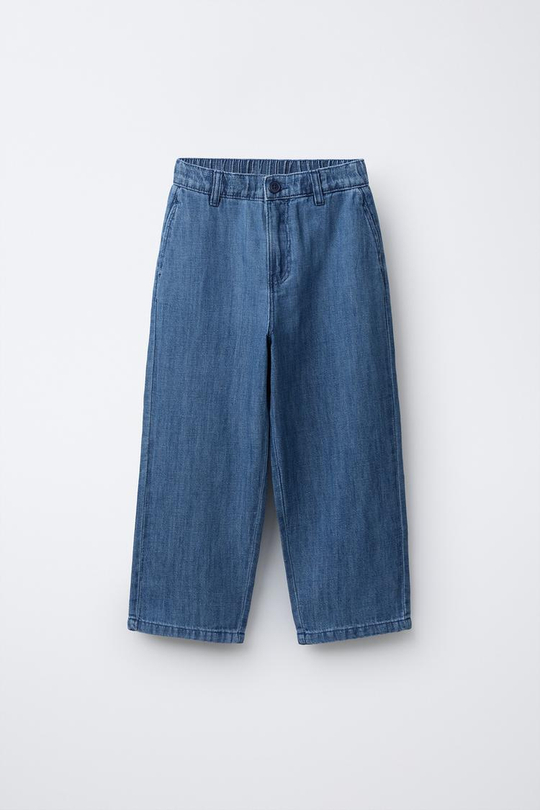 ZARA ДЖИНСЫ ШИРОКОГО КРОЯ С КАРМАНАМИ, СИНИЙ