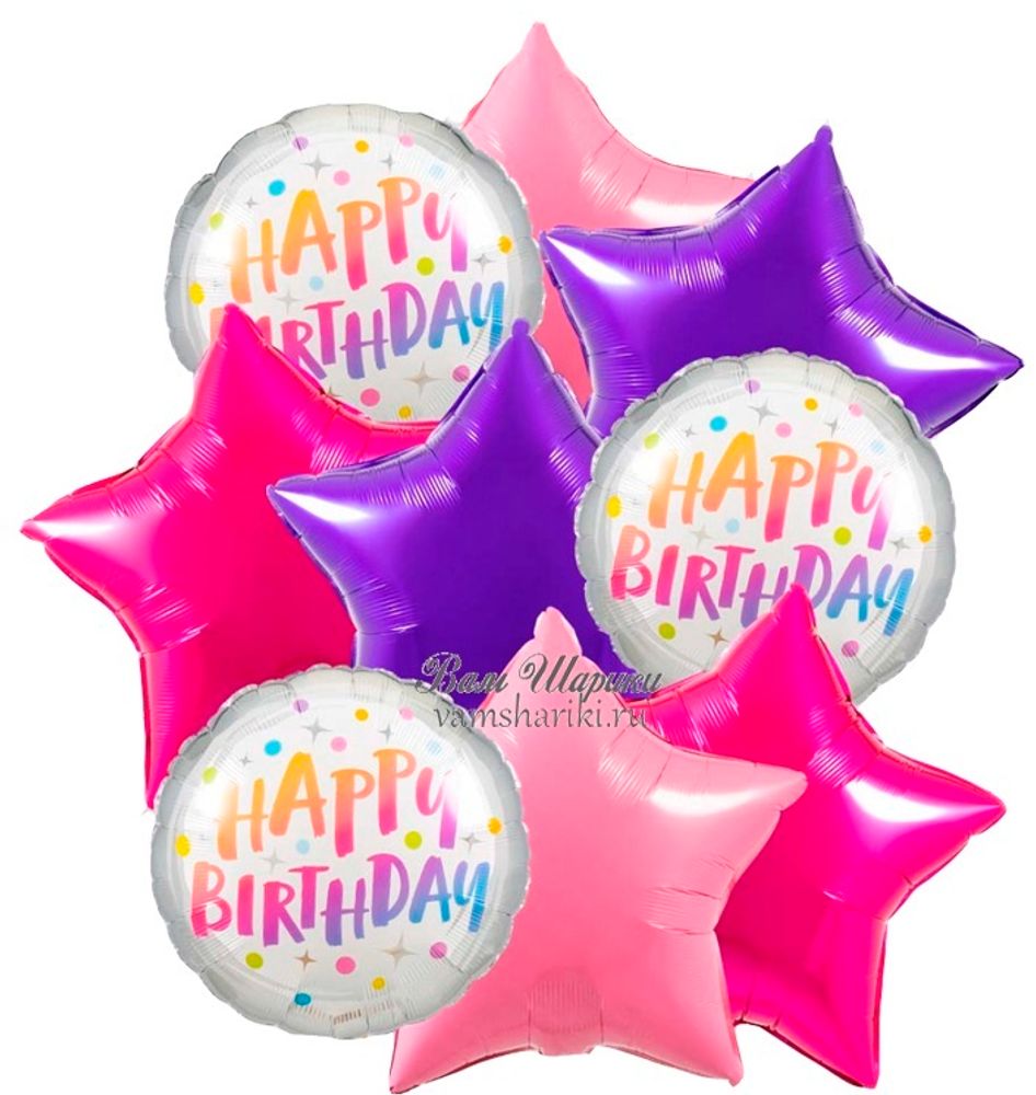 Яркие шарики с гелием на День Рождения для девочки