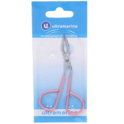 Пинцет - ножницы для бровей из нержавеющей стали на блистере «Ultramarine - Bon Kapriz», цвет металл/розовый, 8,5*5,3см