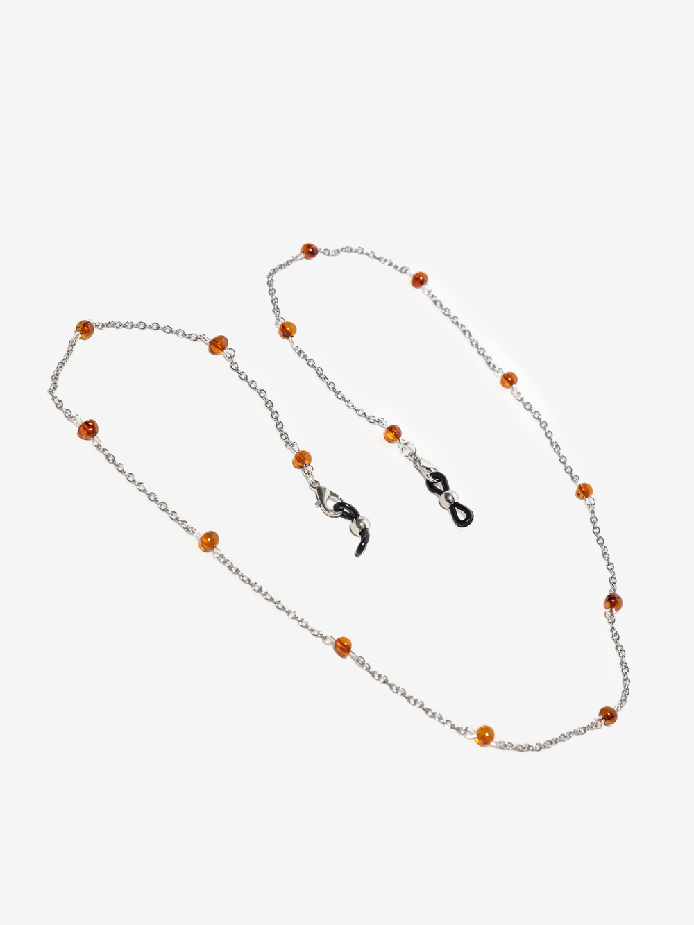 Держатель для очков с цельным янтарем, длина 70 см. Цепочка для очков натуральный камень