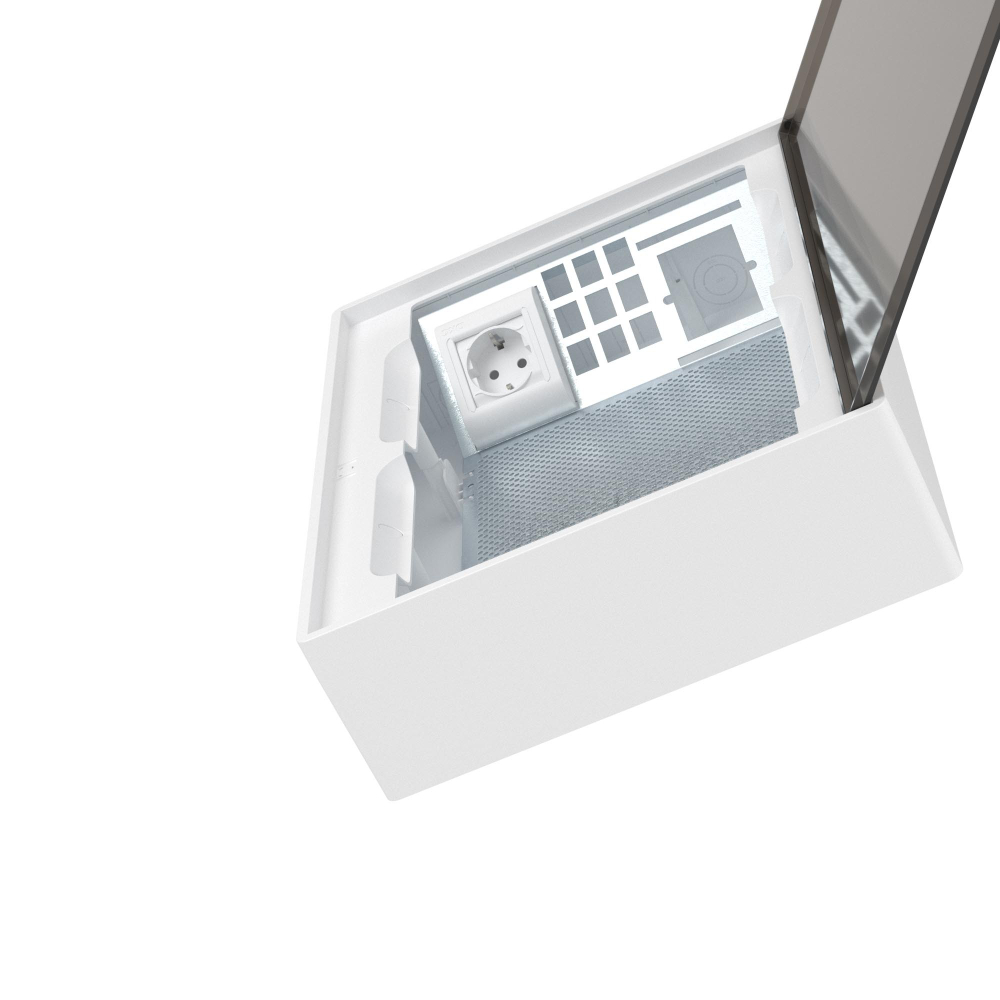 Щиток 24 мод настенный слаботочный FRAME, белый, с тонированной дверцей,с монтажной платой, в комплекте с 1 розеткой Viva (арт. 45005) и 1коробкой PDD (арт. 10033)