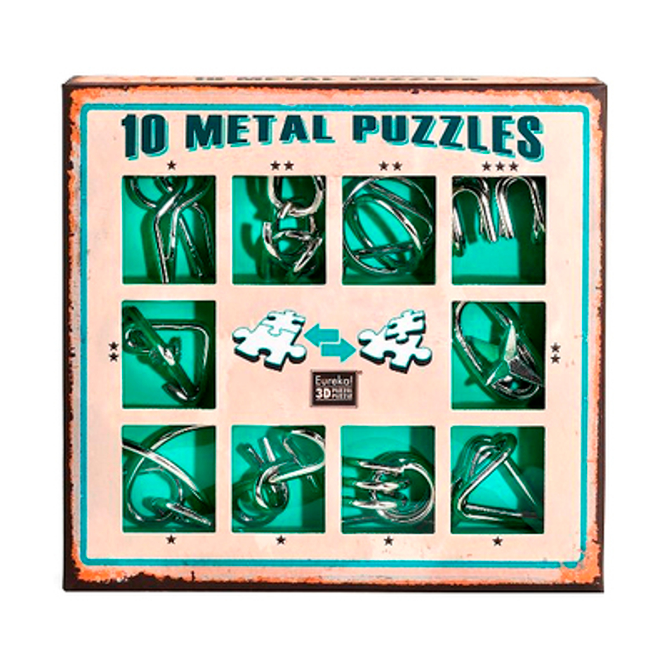 Набор металлических головоломок "Eureka! 3D Puzzle", 10 шт, цвет зеленый
