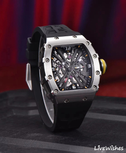 Часы наручные кварцевые скелетоны ПРЕМИУМ PAGANI DESIGN на силиконовом ремешке, черный W10320-01