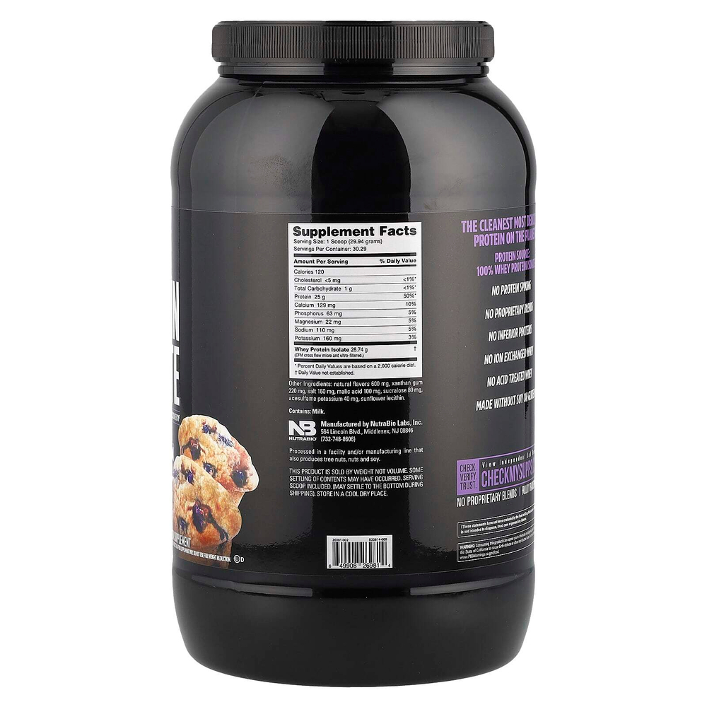 NutraBio, Изолят сывороточного протеина, кексы с голубикой, 907 г (2 фунта)