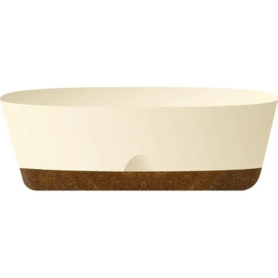 Горшок овальный InGreen WOOD для суккулентов, 25 см сливочный/бук