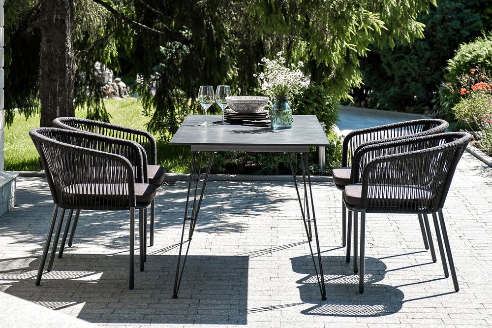 "Руссо" обеденный стол из HPL 150х80см, цвет "черный мрамор"