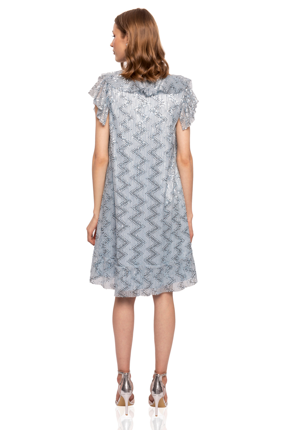 Блестящее платье Nissa с пайетками и оборками