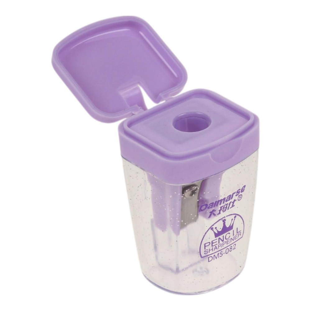 Точилка "Light" с контейнером, 1 отв, с крышкой, 4 пастельных цв. с блестками